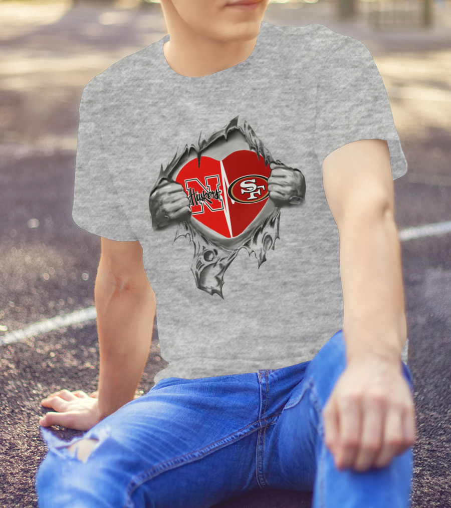 49Ers Huskers Heart Logo Embrace T-Shirt