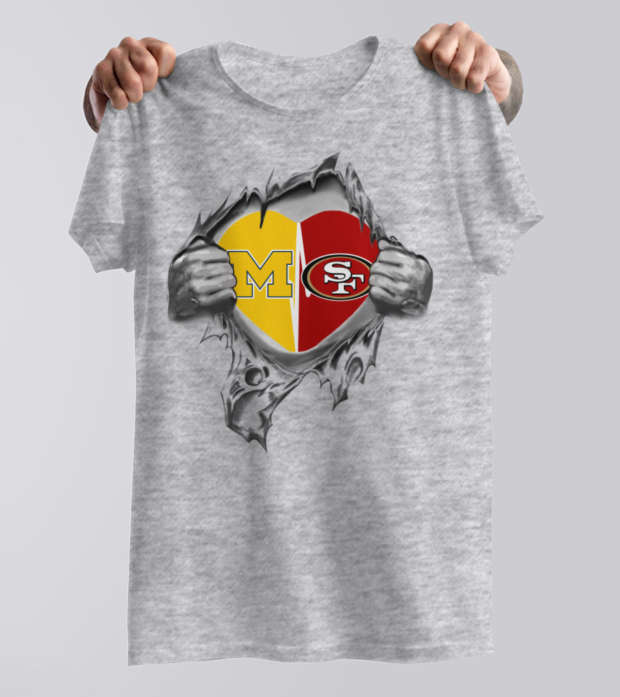 M SF Heart Logo Rip 49Ers Michigan T-Shirt