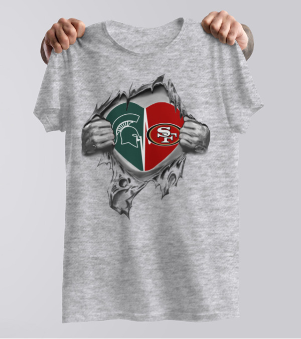 Spartan Warrior SF Football Heart Rip T-Shirt
