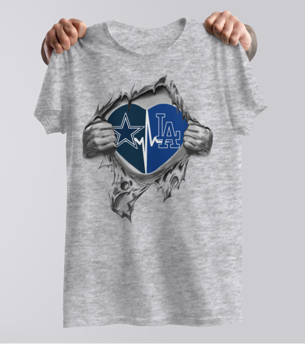 Cowboys Dodgers Heartbeat Star LA T-Shirt