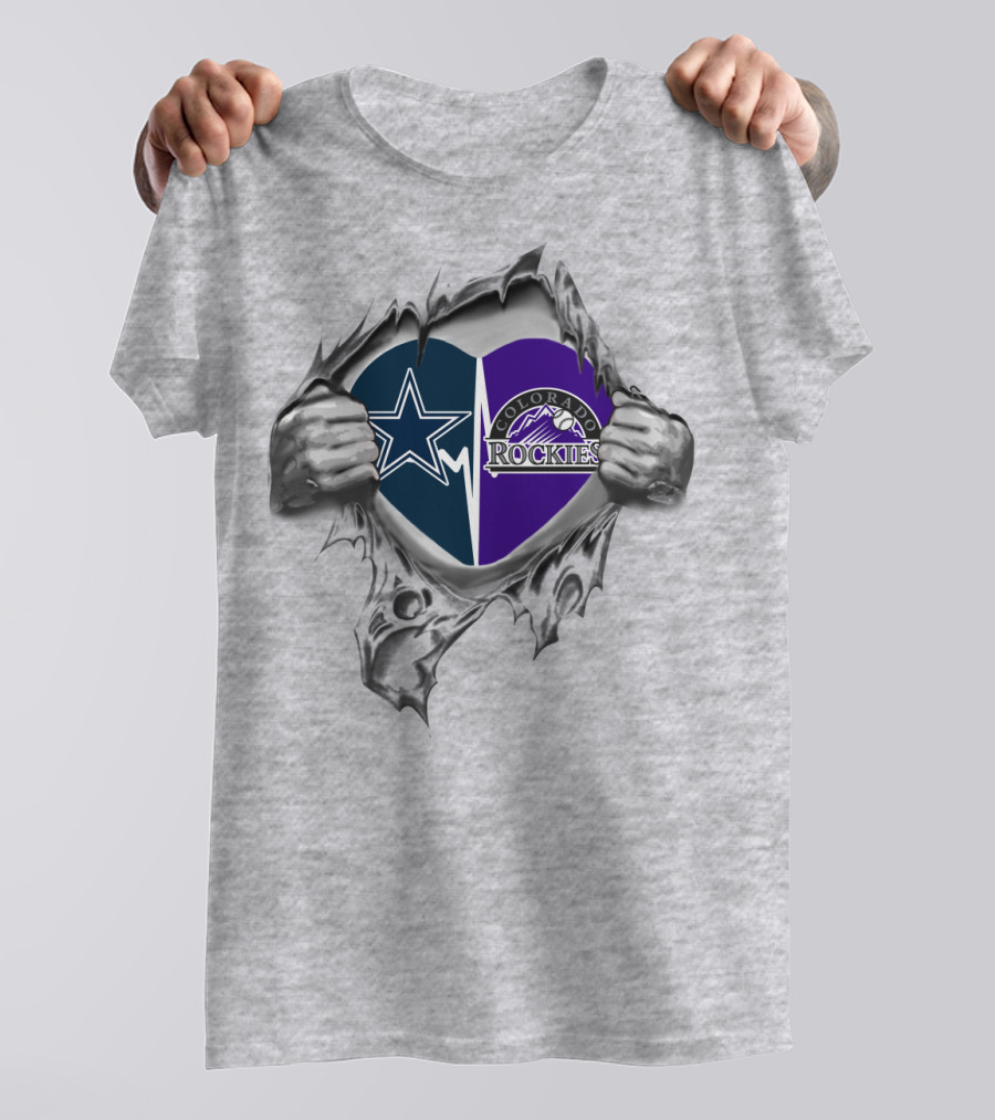Cowboys Rockies Heart With Star And Mountain T-Shirt