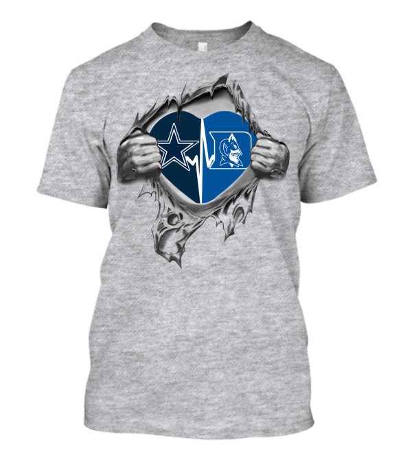 Cowboys Star And Duke Blue Devil Heartbeat Connection T-Shirt