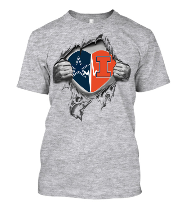 Cowboys Star Illinois I Heart Split T-Shirt