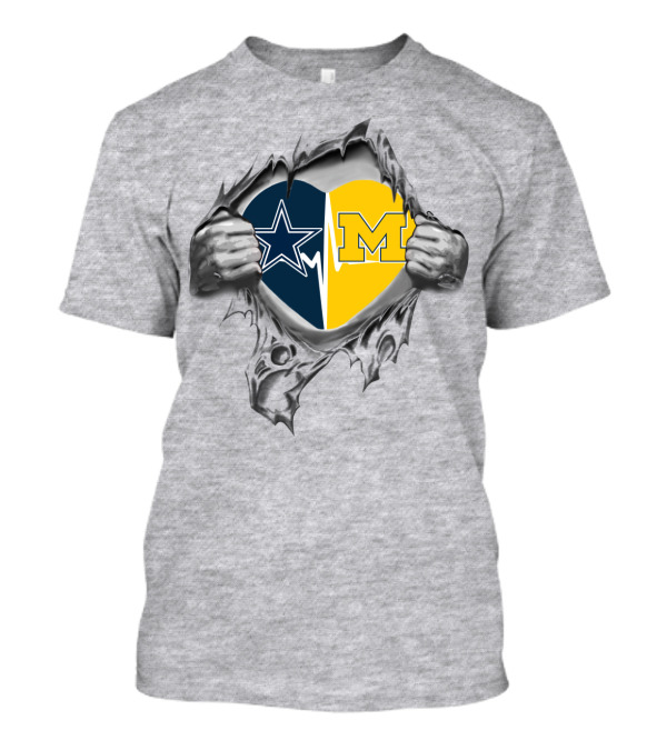 Dallas Cowboys Michigan Wolverines Heart T-Shirt