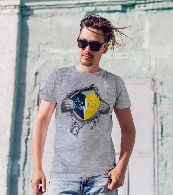 Dallas Cowboys Michigan Wolverines Heart T-Shirt