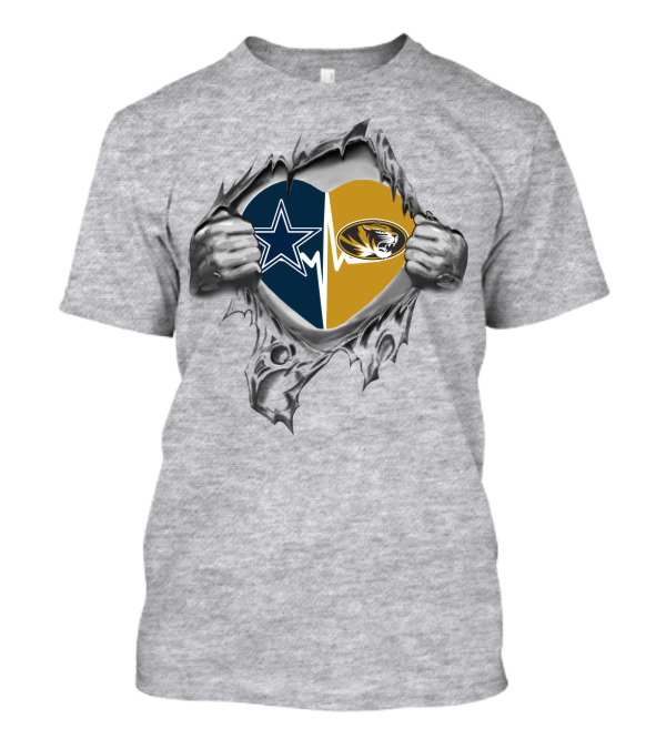 Cowboys Missouri Tigers Heartbeat Fan Passion T-Shirt