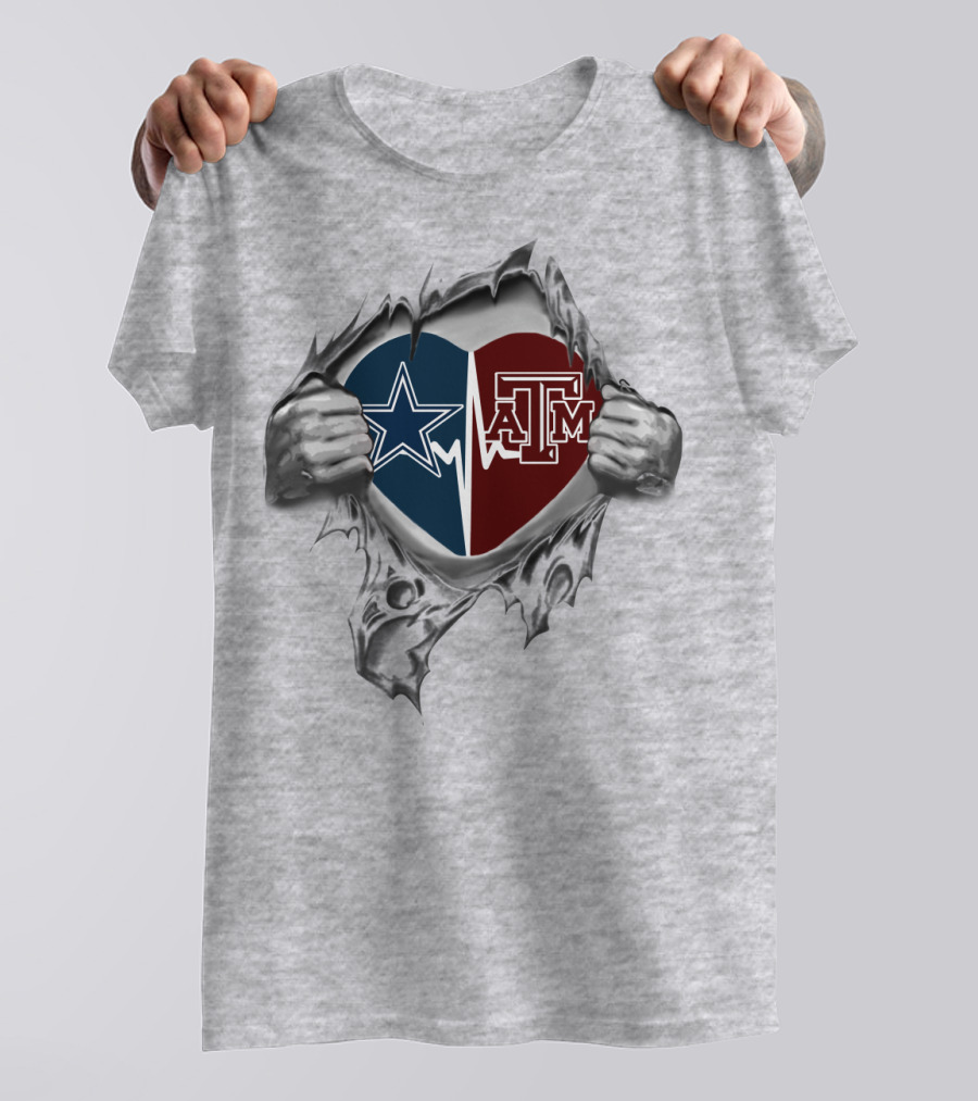 Cowboys Texas A&M Aggies Heart Split T-Shirt