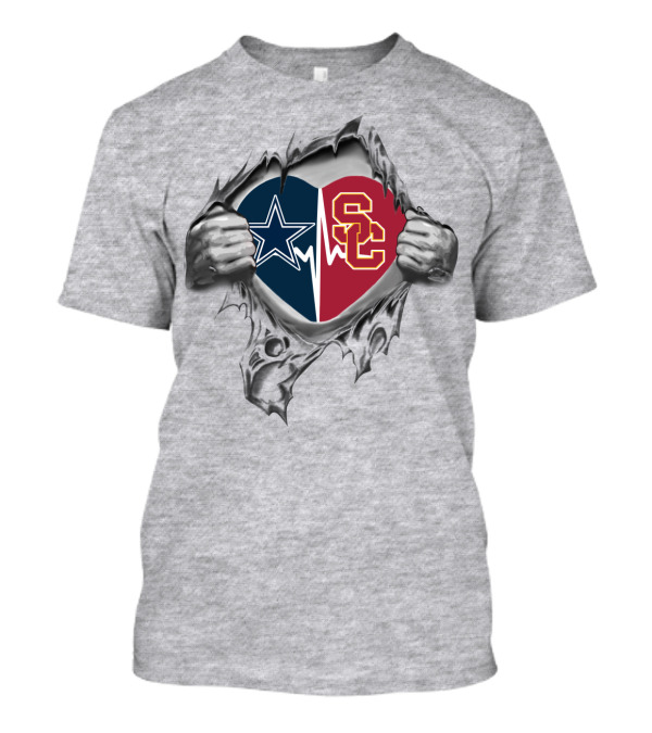 Cowboys Trojans Heartbeat Love Fan Passion T-Shirt