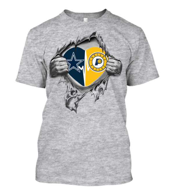 Dallas Cowboys Indiana Pacers Heart Rip T-Shirt