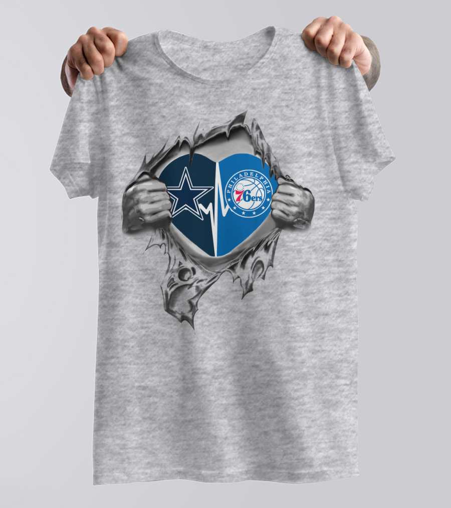 Cowboys Philadelphia 76Ers Heart T-Shirt