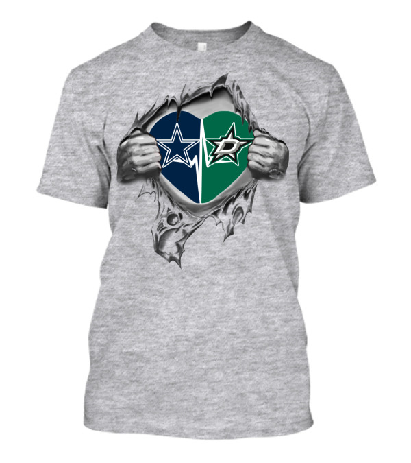 Cowboys Dallas Stars Heartbeat Passion T-Shirt