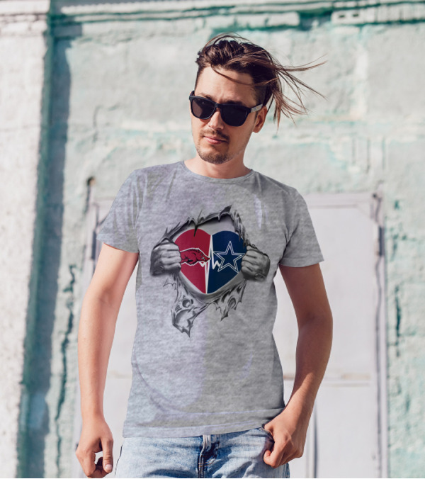 Cowboys Arkansas Razorbacks Heart Symbol T-Shirt