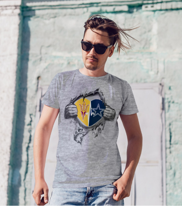 Arizona State Sun Devils And Dallas Cowboys Heart T-Shirt