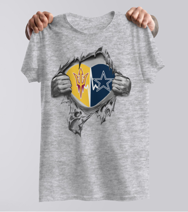 Arizona State Sun Devils And Dallas Cowboys Heart T-Shirt