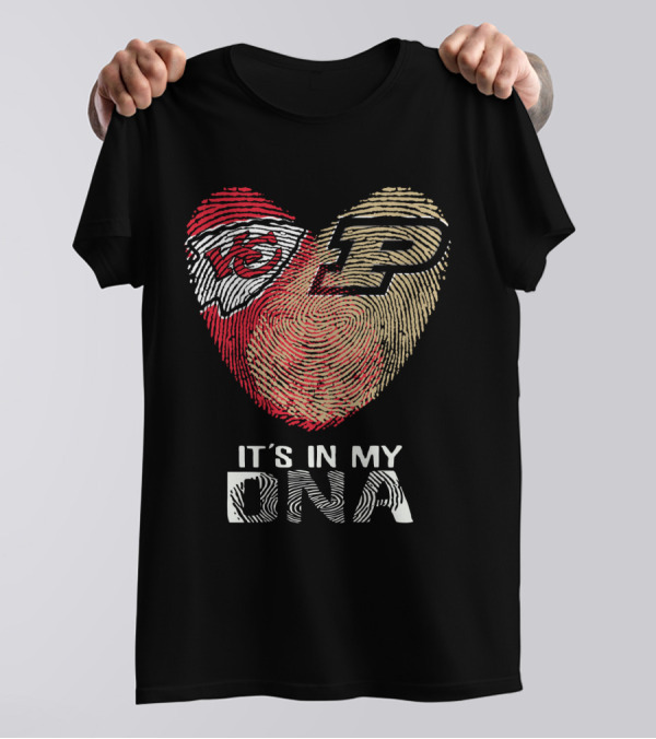 Chiefs Purdue It's In My DNA Heart Fingerprint T-Shirt