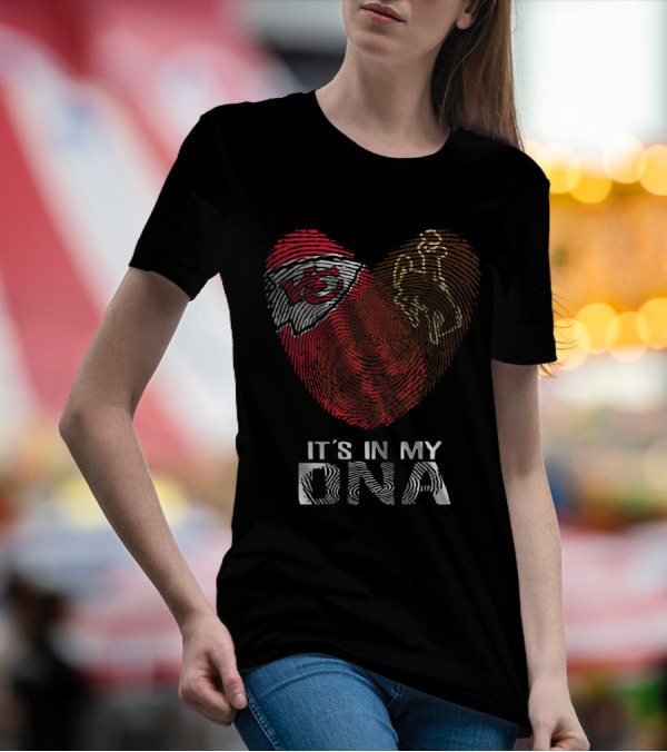 Chiefs KC Logo Wyoming Cowboys Fingerprint It’s In My DNA T-Shirt