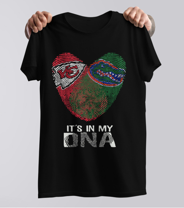 Chiefs Gators It's In My DNA Fingerprint Heart T-Shirt