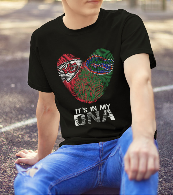Chiefs Gators It's In My DNA Fingerprint Heart T-Shirt