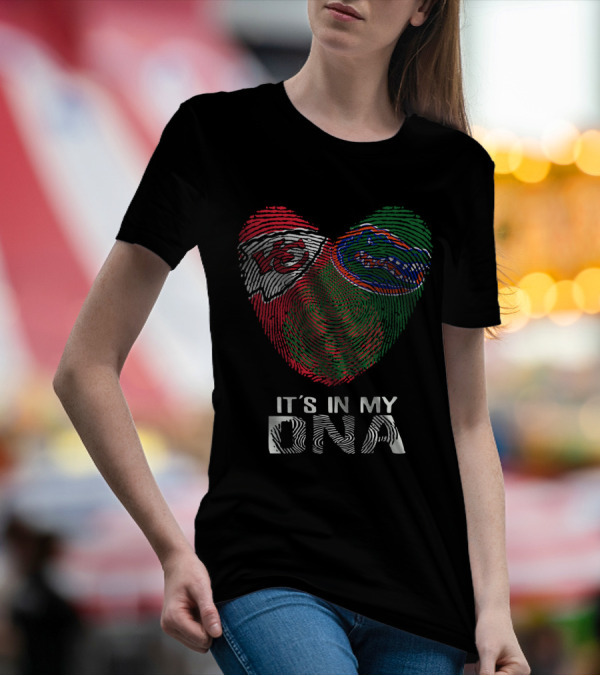 Chiefs Gators It's In My DNA Fingerprint Heart T-Shirt