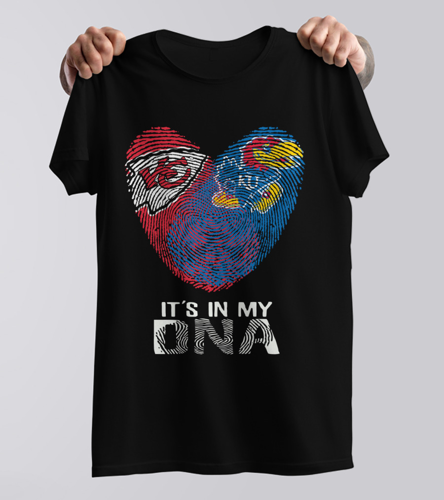 Chiefs KU Jayhawks It's In My DNA Fingerprint Heart T-Shirt