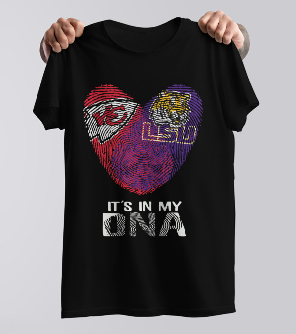 Chiefs LSU It's In My DNA Fingerprint Heart Tiger T-Shirt