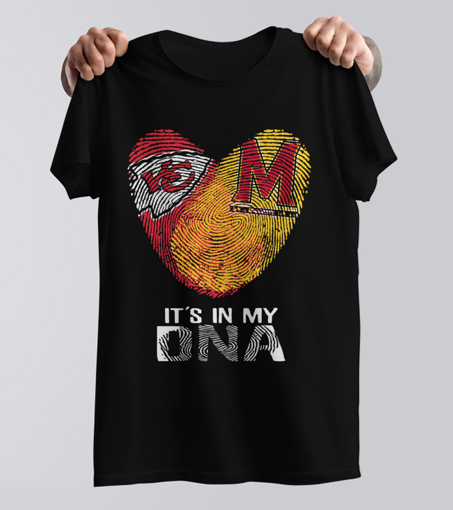 Chiefs Maryland Heart It's In My DNA Fingerprint T-Shirt