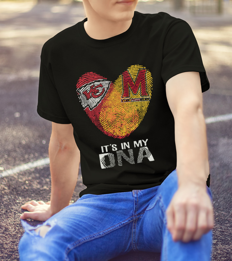 Chiefs Maryland Heart It's In My DNA Fingerprint T-Shirt