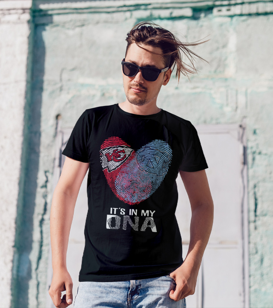Chiefs Tar Heels It's In My DNA Heart Fingerprint T-Shirt