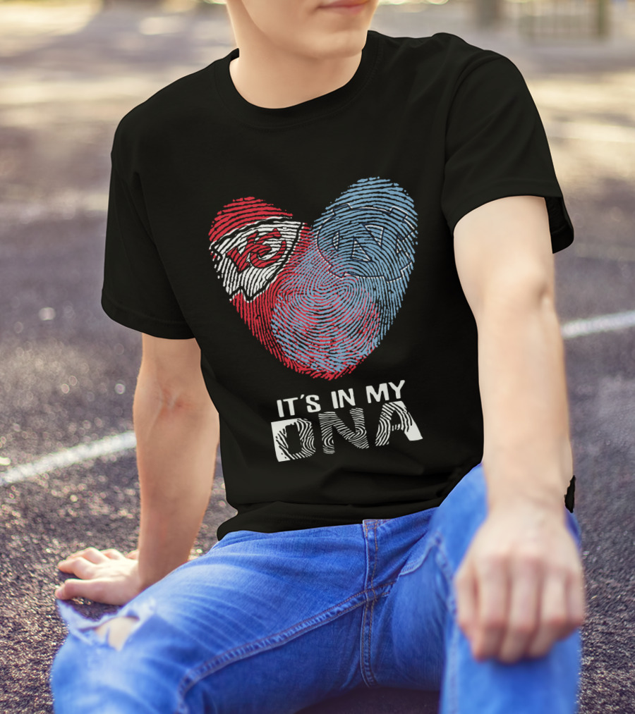 Chiefs Tar Heels It's In My DNA Heart Fingerprint T-Shirt