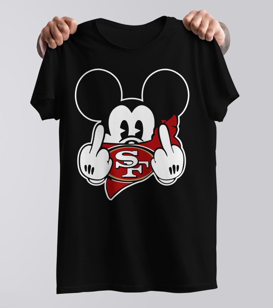 Sf 49ers Mickey Mouse Middle Finger T-Shirt