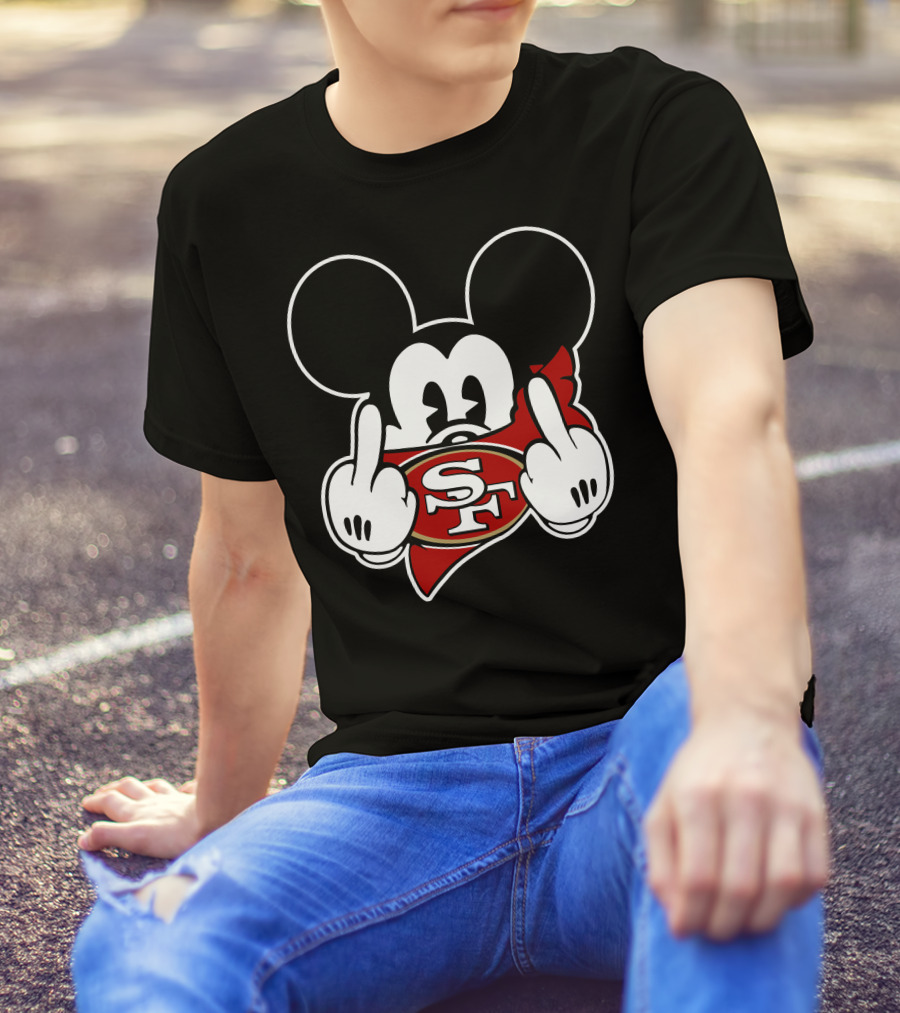 Sf 49ers Mickey Mouse Middle Finger T-Shirt