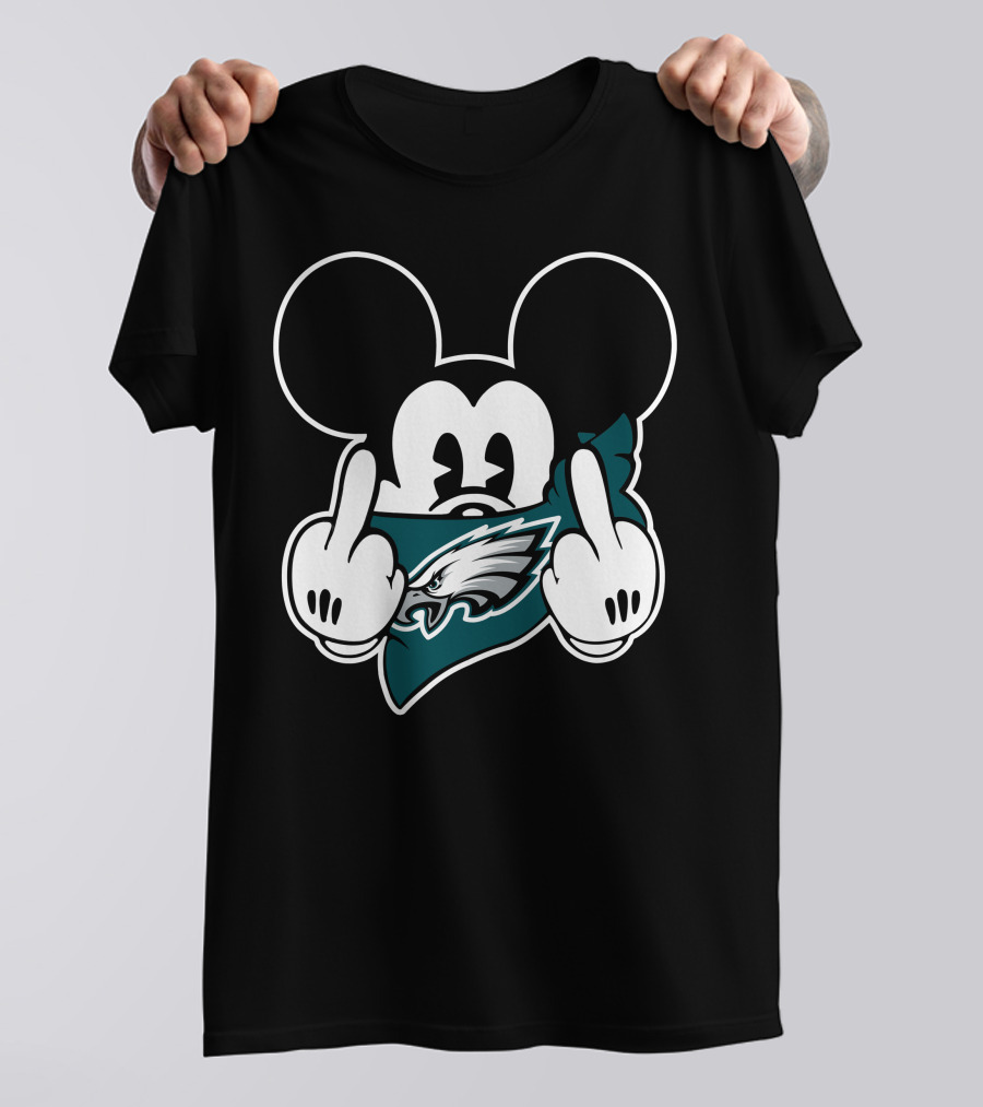 Mickey Mouse Eagles Logo Middle Finger T-Shirt