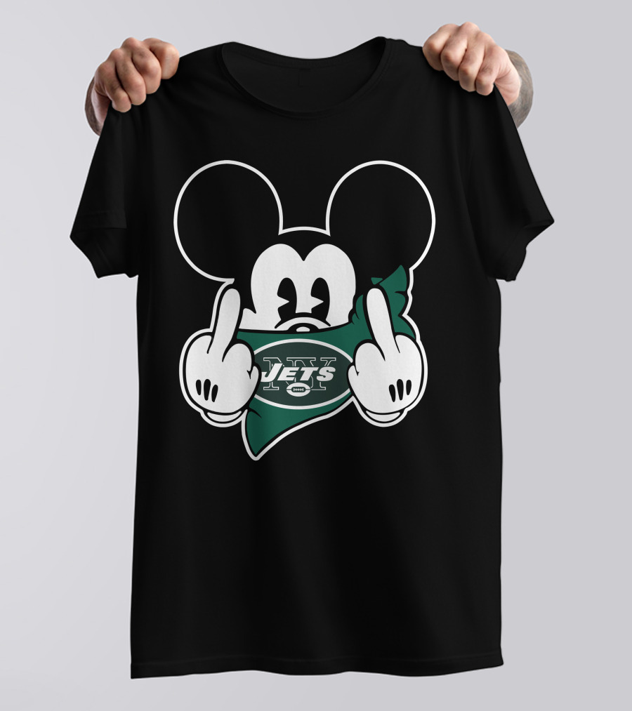 Jets Mouse Middle Finger Face Covering Football T-Shirt