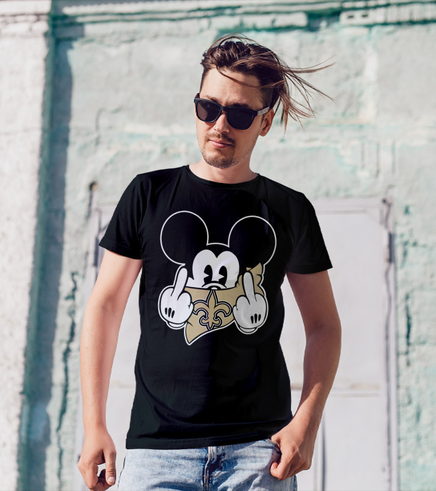 Saints Logo Gesture With Mouse Ears And Fleur-de-lis T-Shirt