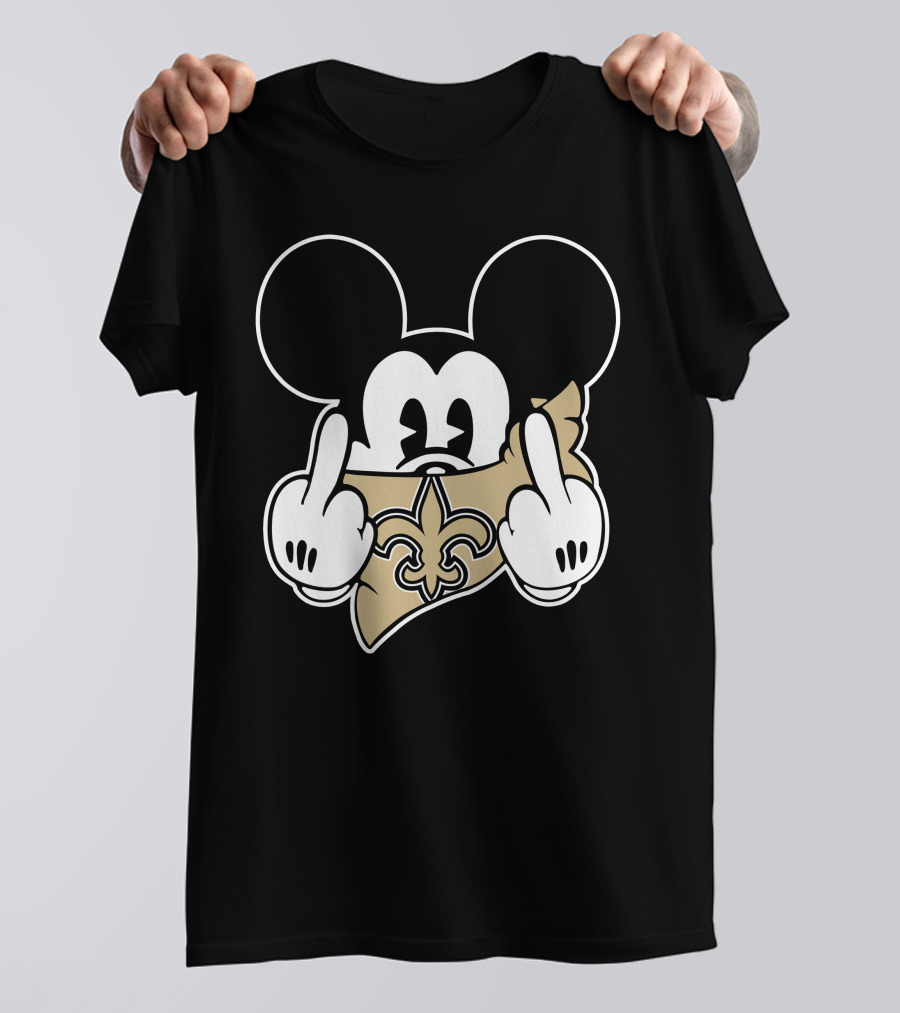 Saints Logo Gesture With Mouse Ears And Fleur-de-lis T-Shirt