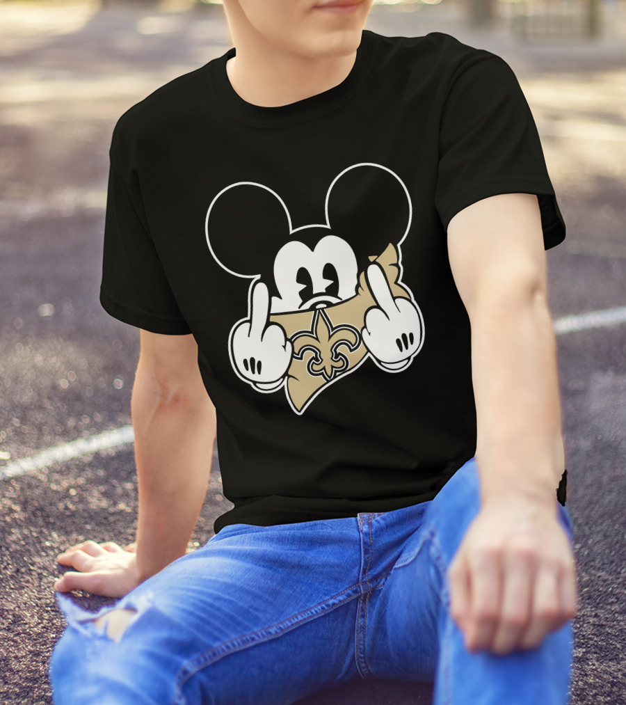 Saints Logo Gesture With Mouse Ears And Fleur-de-lis T-Shirt