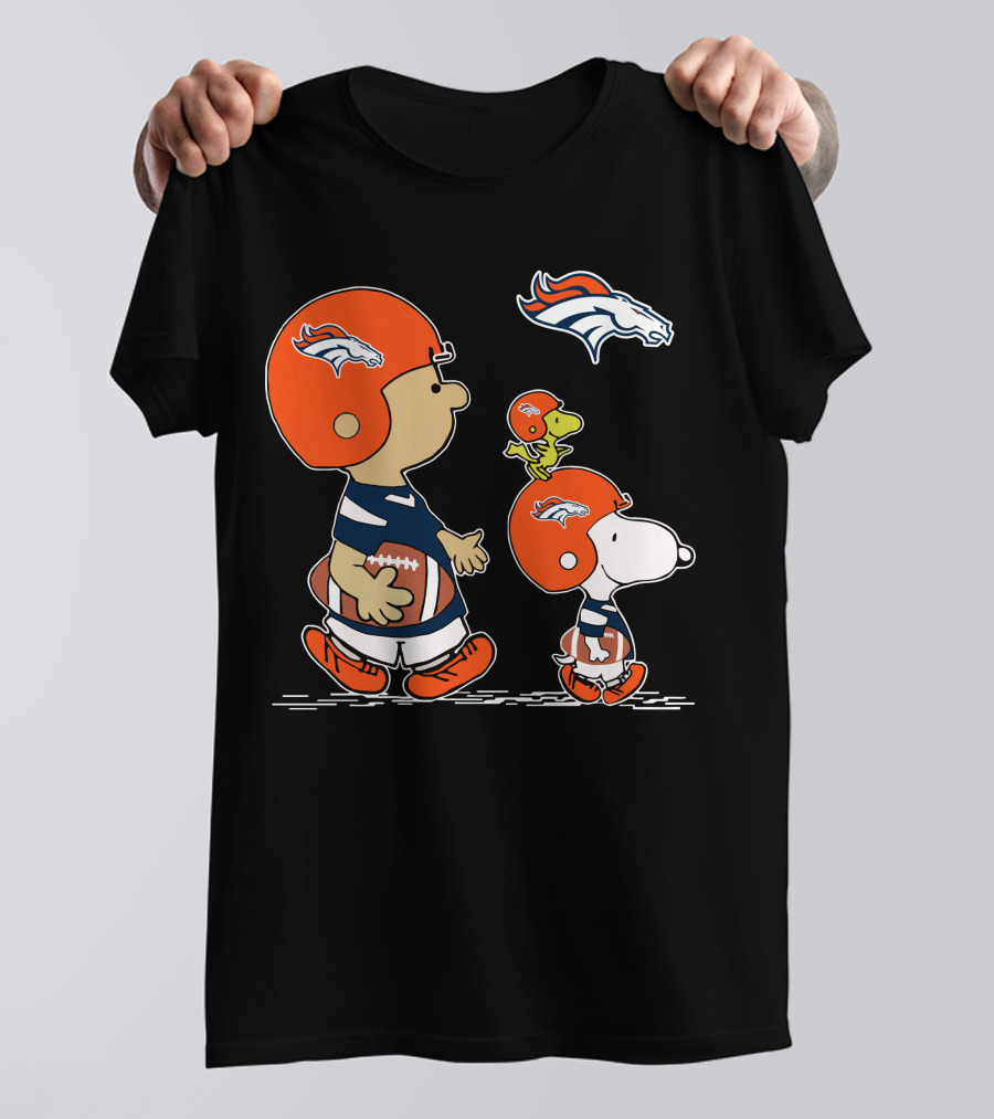 Broncos Snoopy Charlie Brown Woodstock Football Helmet T-Shirt