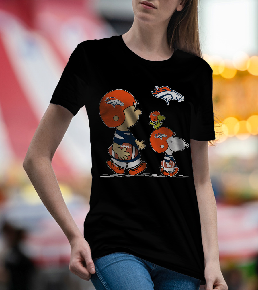 Broncos Snoopy Charlie Brown Woodstock Football Helmet T-Shirt