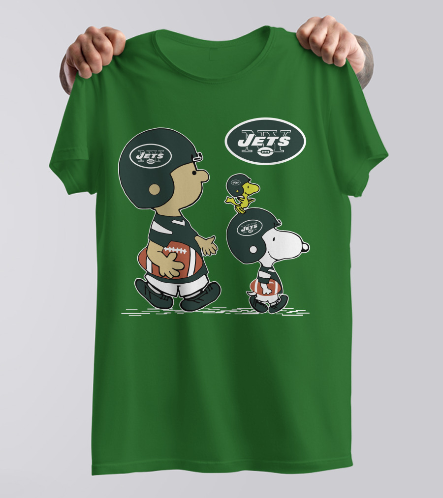 New York Jets Snoopy And Woodstock Football Adventure T-Shirt