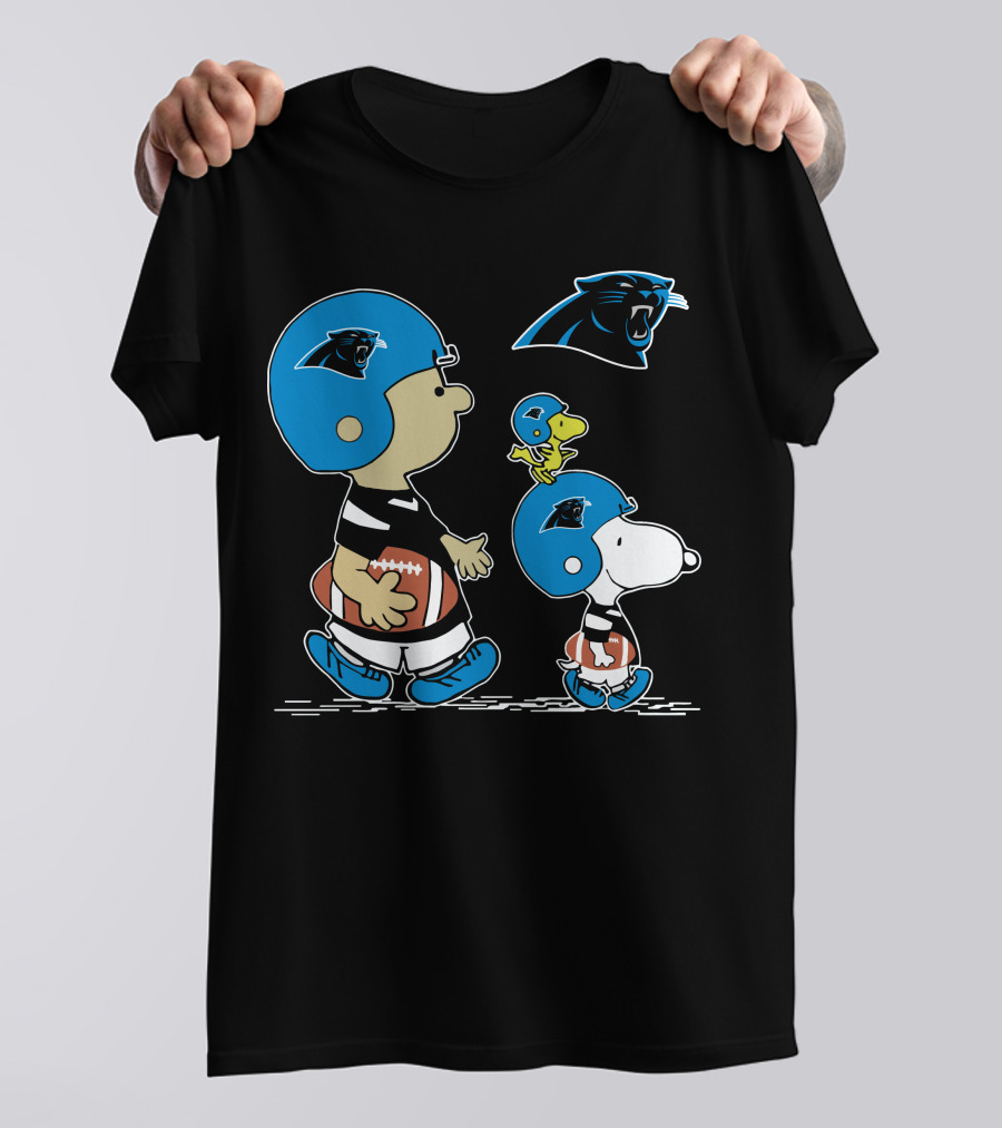 Carolina Panthers Snoopy And Woodstock Football Helmet T-Shirt