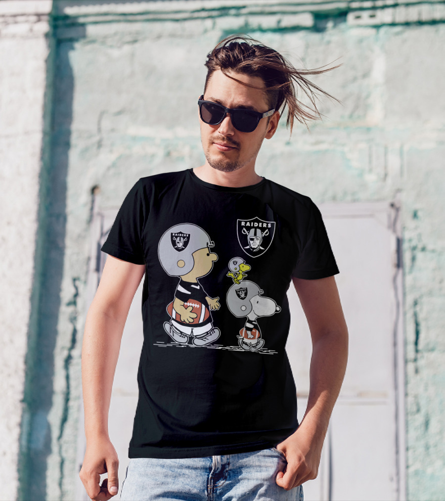 Raiders Snoopy Charlie Brown Woodstock Football T-Shirt