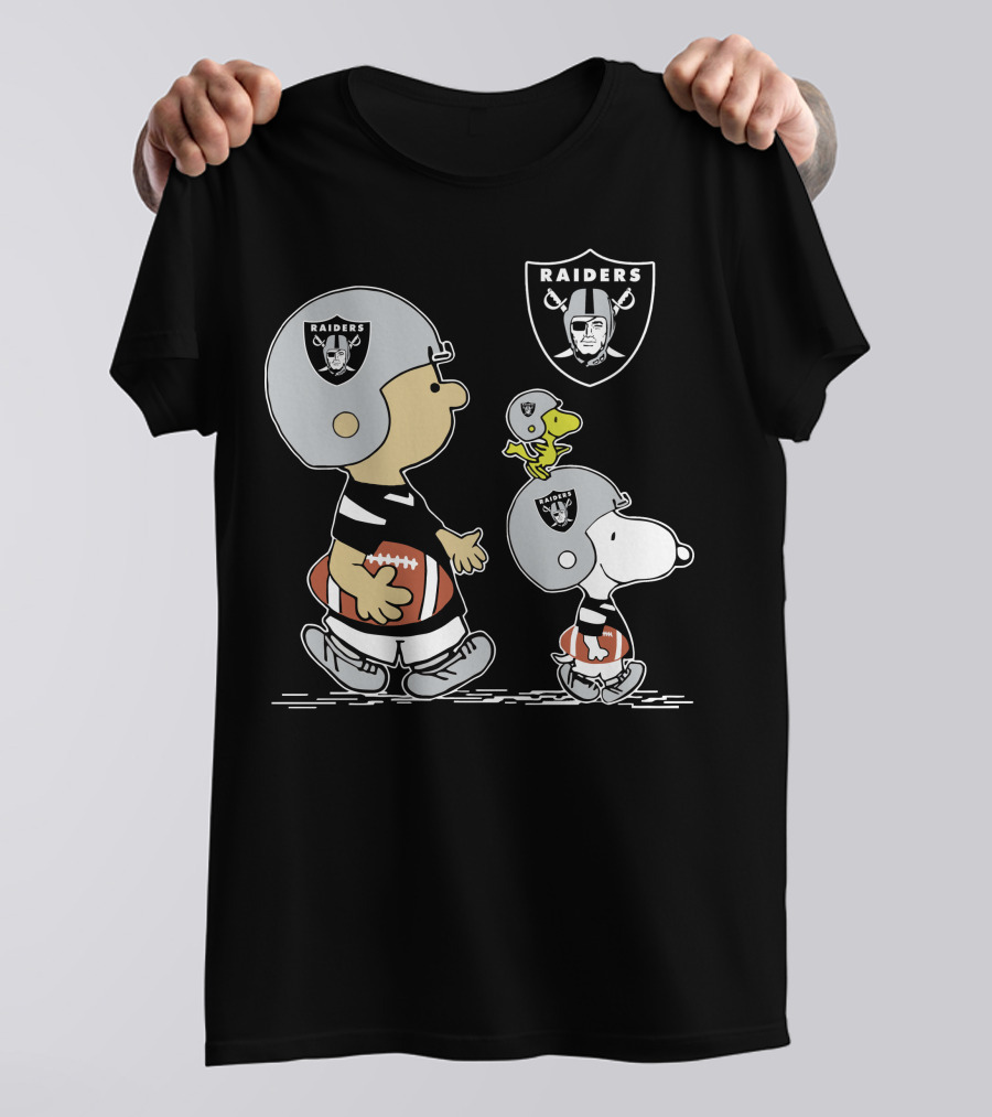 Raiders Snoopy Charlie Brown Woodstock Football T-Shirt