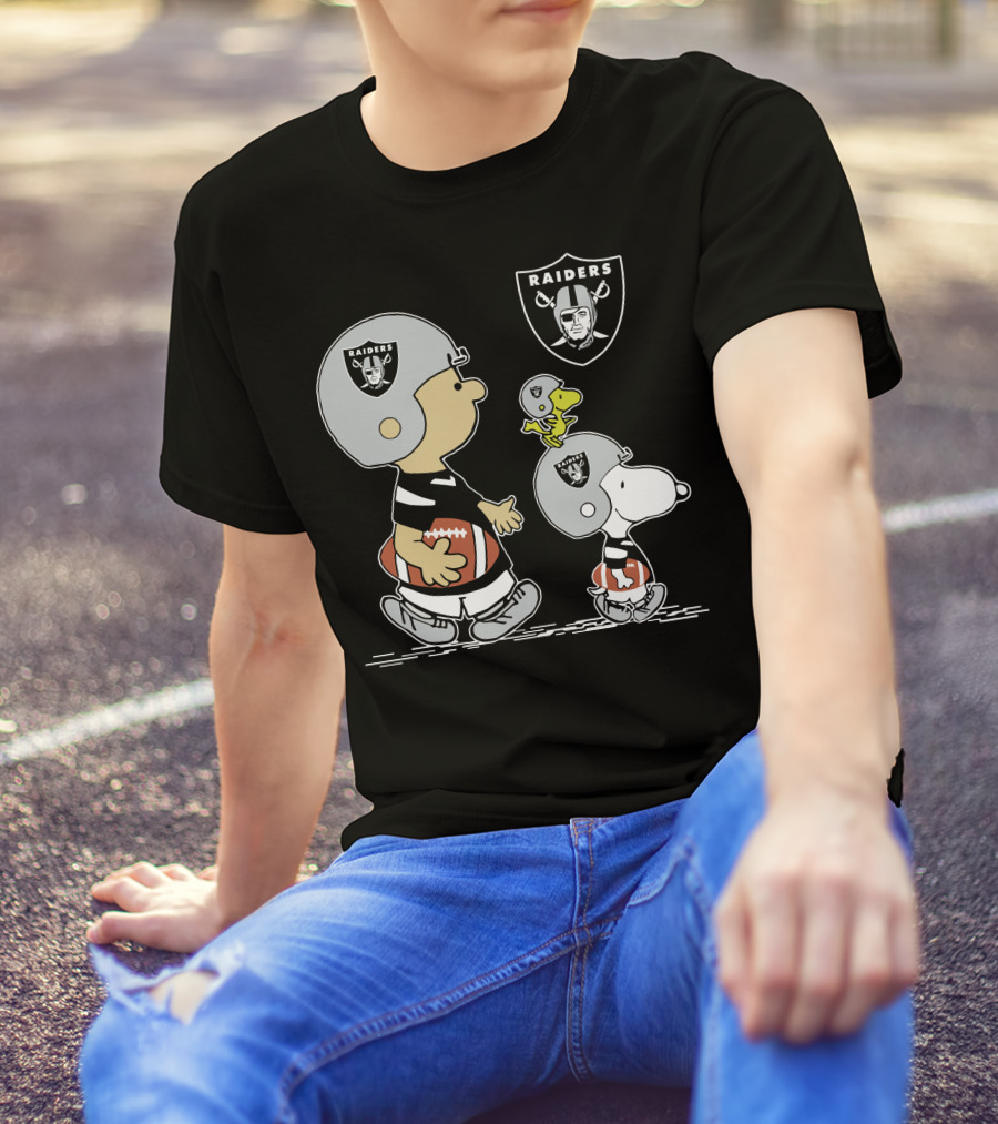 Raiders Snoopy Charlie Brown Woodstock Football T-Shirt