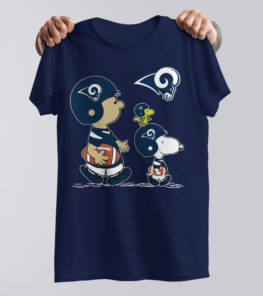 Rams Snoopy Charlie Brown Woodstock Football Helmets T-Shirt