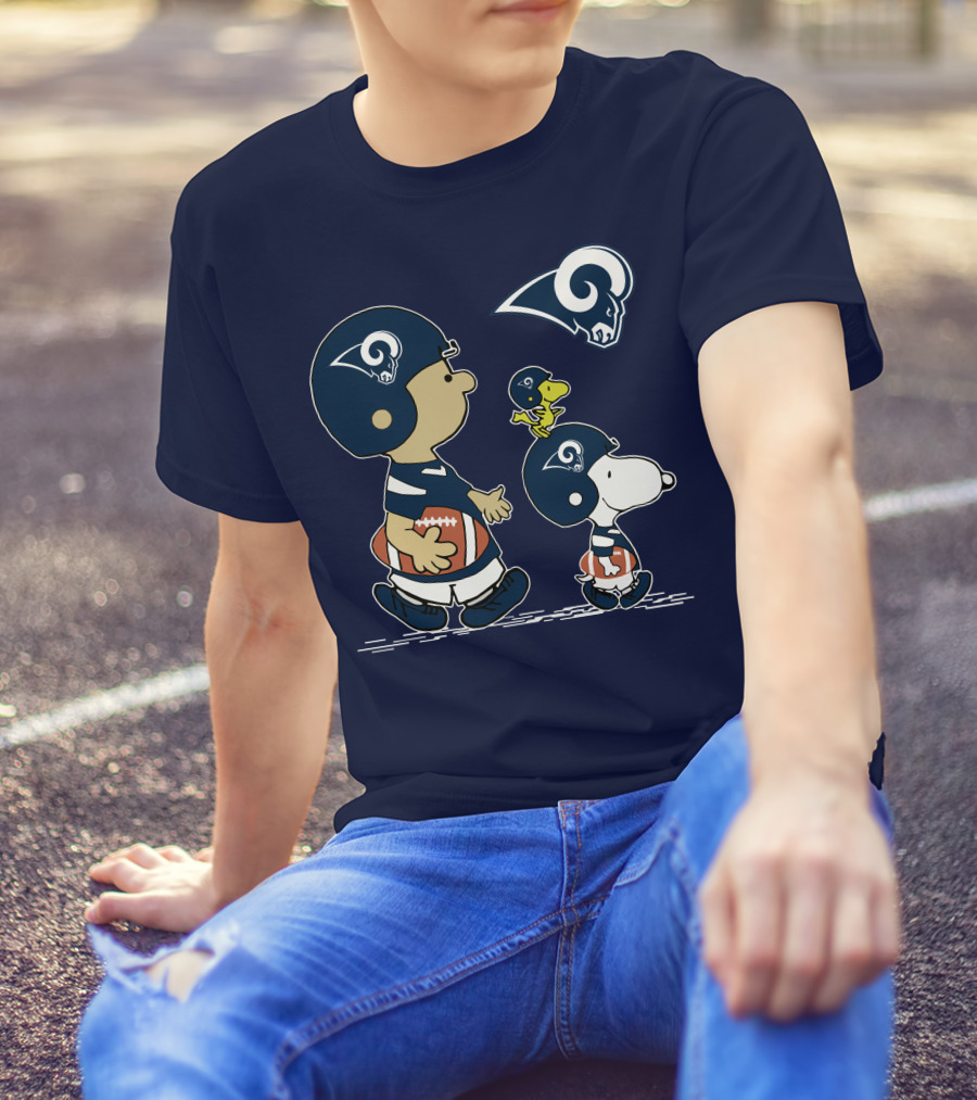 Rams Snoopy Charlie Brown Woodstock Football Helmets T-Shirt