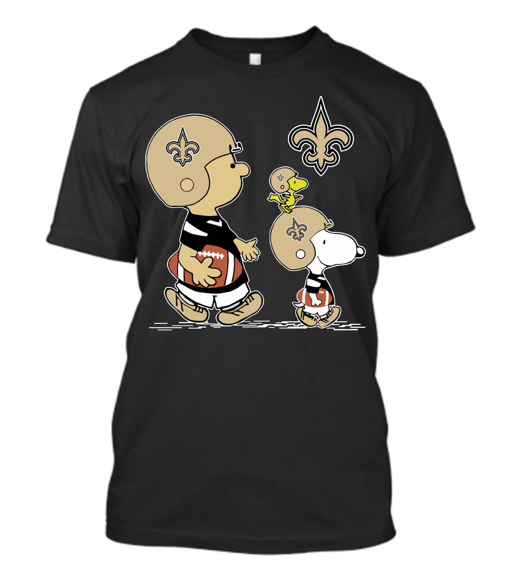 Saints Snoopy Peanuts Football Charlie Brown Woodstock Fleur-de-Lis T-Shirt