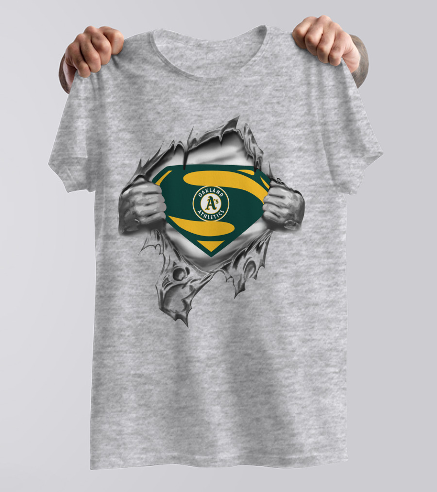 Oakland Athletics Super Man Logo Rip T-Shirt