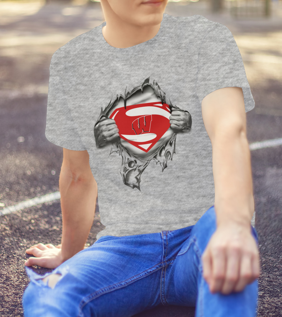Badgers Superman Logo W Emblem Burst T-Shirt