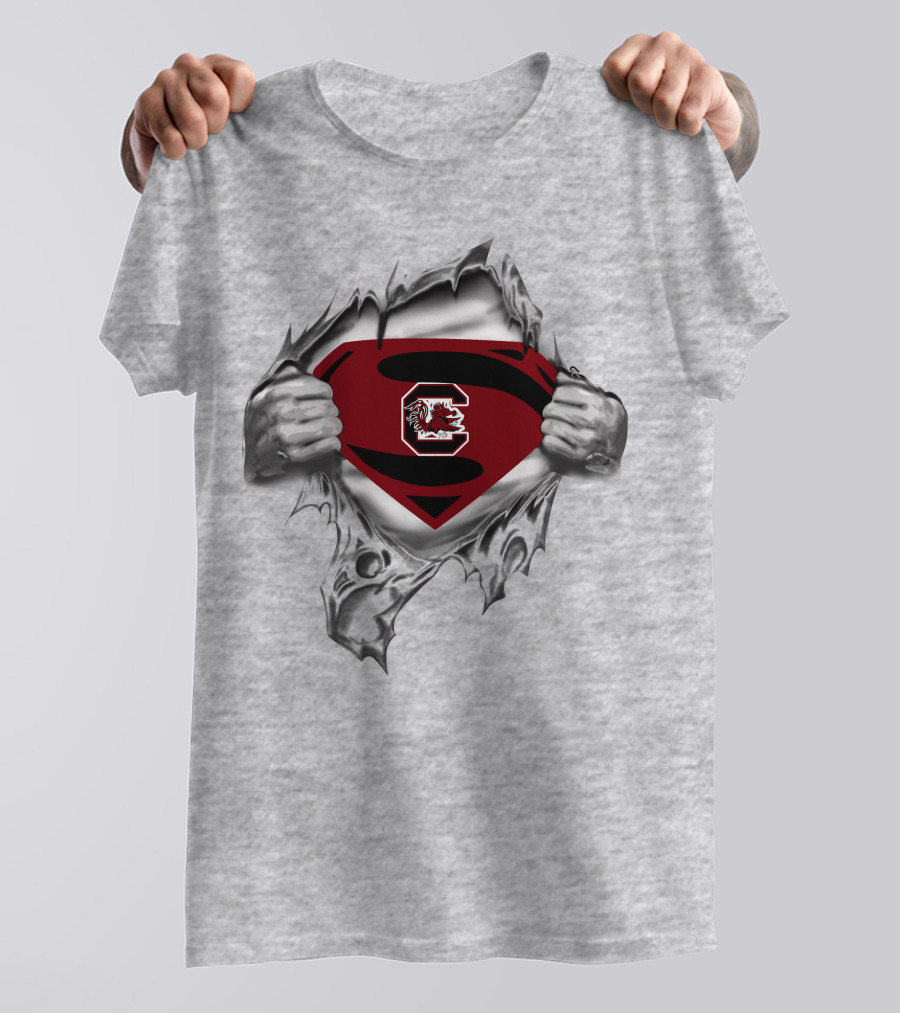 Gamecocks Super Man Logo Torn Chest T-Shirt