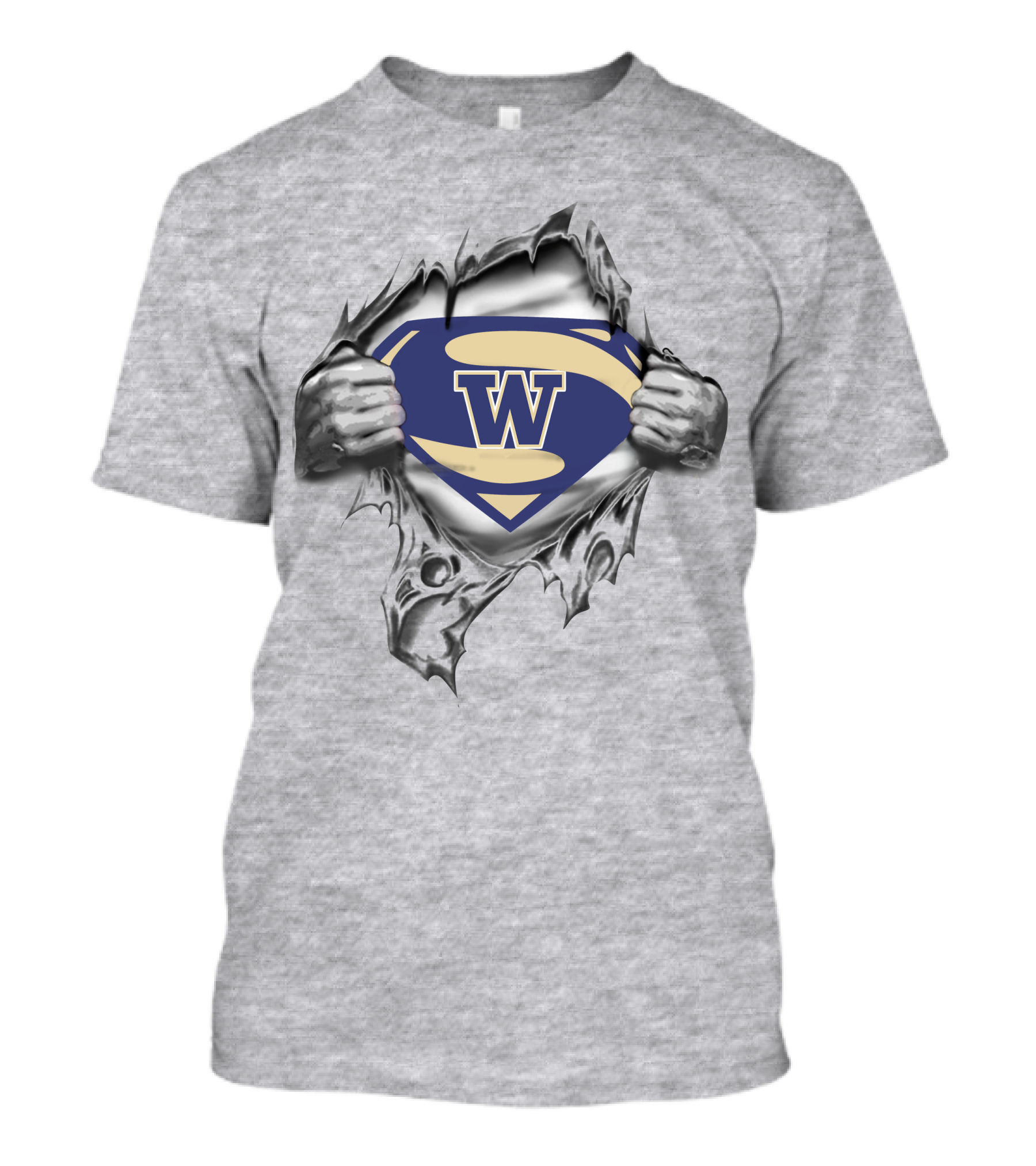 University Of Washington Husky Super Man Rip T-Shirt